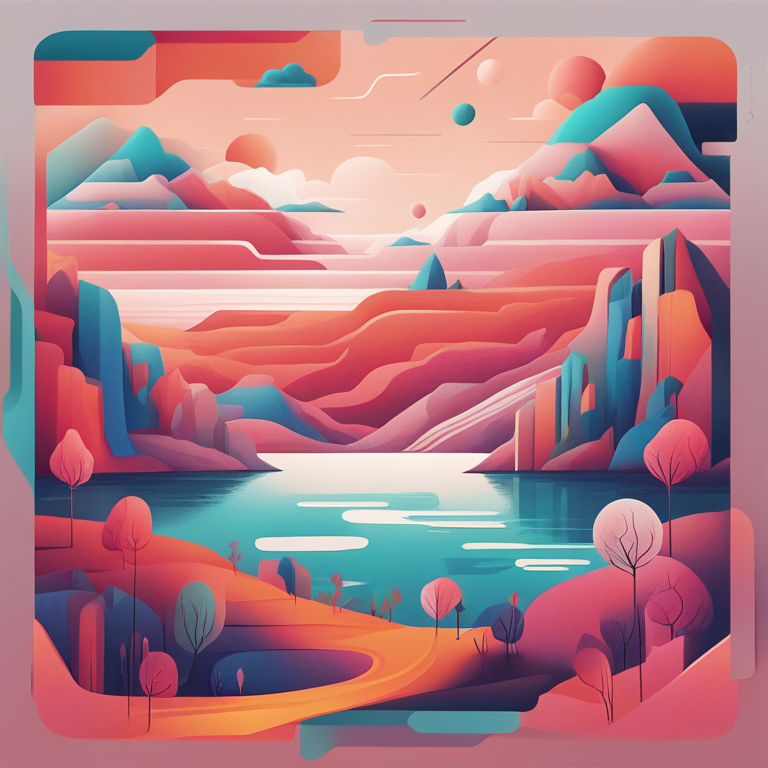 A hand-drawn digital illustration, Artstation HQ, showcasing the elegant and intuitive syntax of Laravel within a mesmerizing landscape of abstract shapes and vibrant hues, merging the concept of programming beauty with digital art aimed at capturing the essence of leveraging Laravel for web development projects.