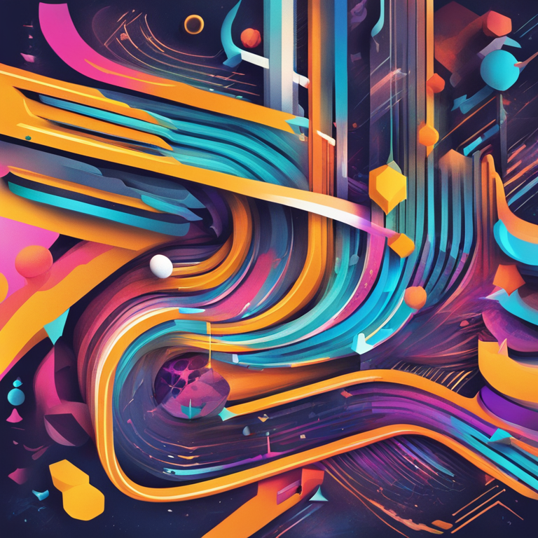 A vibrant, hand-drawn digital illustration, Artstation HQ, depicting a whimsical, abstract representation of SOLID principles and design patterns in PHP merging into a glorious finale, digital art bursting with surreal colors and patterns, echoing the profound impact of these principles on coding practices, trending on Artstation, a fusion of code and creativity