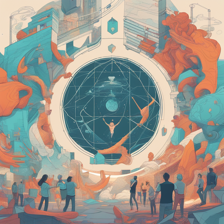 A hand-drawn digital illustration, Artstation HQ, showcasing the vibrant and supportive PHP community, featuring a mix of developers, coders, and digital artists working together, with elements highlighting collaboration, innovation, and the exchange of ideas, all interwoven with snippets of PHP code and abstract digital art, inspired by the creative styles of James Jean and Victo Ngai, designed to elevate the visual appeal and SEO of the article.