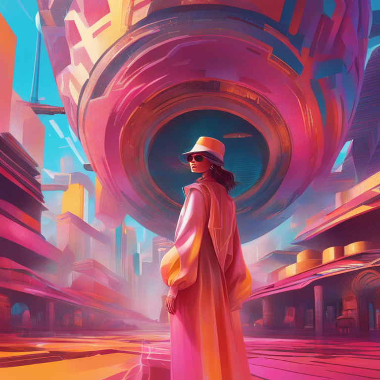 A hand-drawn digital illustration, Artstation HQ, capturing the essence of Solana and the Dawn of Decentralized Empires: A Glimpse into the Future in abstract, designed for a fashion magazine publication. Think vibrant, surreal colors blending with professional insights, creating a visually stunning entrance to the article's theme.