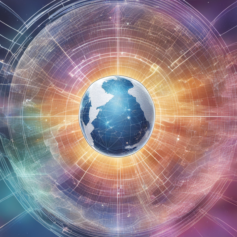 A hand-drawn digital illustration, Artstation HQ, picturing a holographic globe with lines connecting various digital landscapes symbolizing Solana-powered decentralized empires engaging in diplomacy. The art captures the essence of a new age of geopolitics, with vibrant nodes and beams of light representing digital treaties and alliances, tailored for readers intrigued by the future of global relations.