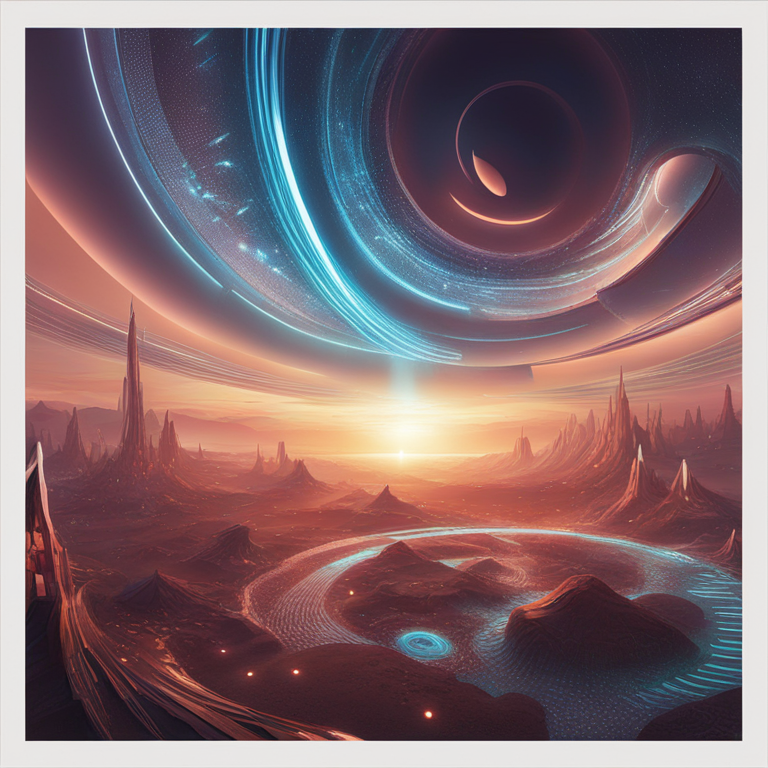 A visionary swirl of futuristic landscapes and abstract designs, encapsulating the dawn of decentralized digital empires under Solana's reign. This hand-drawn digital illustration, Artstation HQ, portrays a vibrant marriage of technology and utopian society, infused with surreal fantasy elements, tailored for connoisseurs of both blockchain innovations and digital art, depicting the transformative essence of Solana and its impact on the world of 2040.