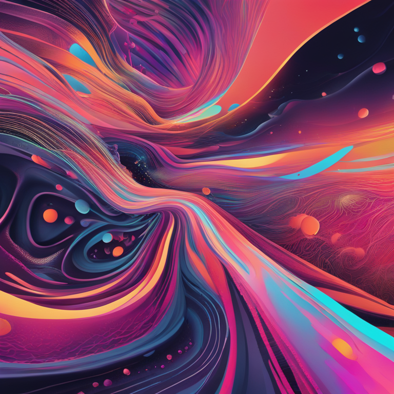 An immersive, hand-drawn digital illustration, Artstation HQ, portraying the transformative wave of AI in art. This abstract rendering combines fluid digital shapes and vibrant, organic textures to symbolize the dynamic change and adaptation in the art world, highlighting the exhilarating potential of AI and human artists co-creating the unimaginable.