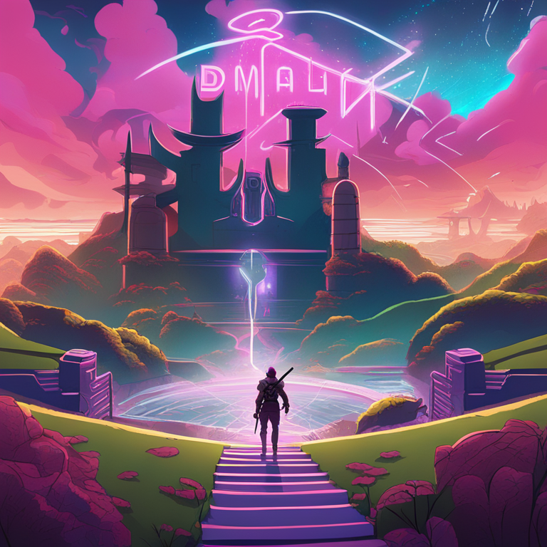 A hand-drawn digital illustration, Artstation HQ, encapsulating the dual-edge sword of prolonged VR use, showcasing a vivid landscape that merges the digital and physical realms. Visual elements hint at both the captivating beauty and the lurking dangers of extended immersion in virtual worlds. Phrases like 'dual-reality', 'mind maze', and 'digital echoes' interweave with abstract, cybernetic elements, crafted for a deep-dive analysis piece in a premium fashion publication.