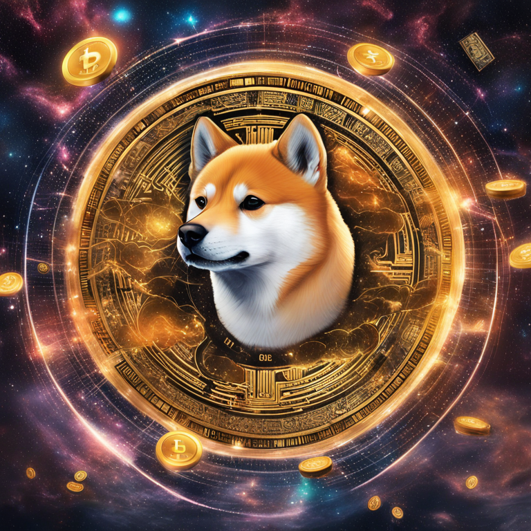 A mesmerizing vortex of Shiba Inu and Bitcoin symbols intertwined, radiating electrifying digital energy and potential, depicted as a cosmic dance in a nebula of profits and possibilities, hand-drawn digital fantasy inspired by leading artists on Artstation, capturing the volatile essence and breathtaking beauty of cryptocurrency markets.