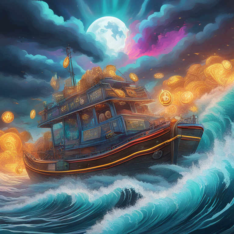 a dynamic digital art tour de force showcasing the tumultuous nature of the crypto market, with Bitcoin and altcoins depicted amid a stormy sea, each wave representing market fluctuations, art by top digital artists featured on Artstation HQ, a masterpiece radiating the intensity of the financial world's ups and downs, vibrant colors capturing the investor's emotional rollercoaster, hand-drawn digital illustration.