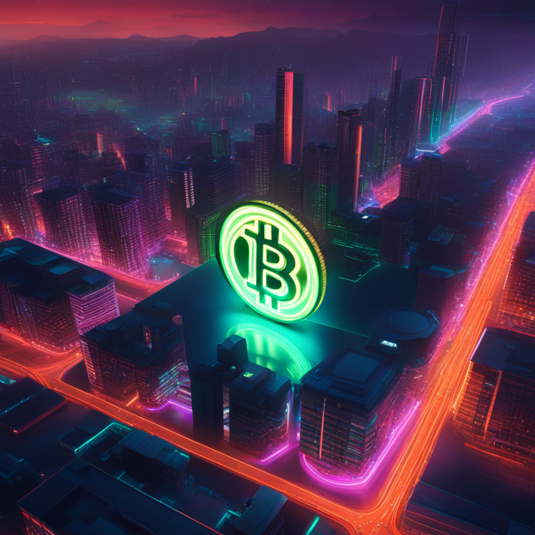 a mesmerizing neon glow envelops the Bitcoin symbol, casting dynamic shadows over a digitally rendered city at night, a symbol of the crypto market's vibrant fluctuations on the eve of the Bitcoin halving, art by Beeple, high-tech, cyberpunk vibes meet sophisticated finance, digital art, trending on Artstation, the captivating allure of cryptocurrency's promise