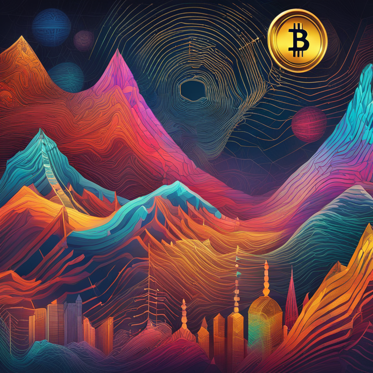 a vibrant tapestry of cryptocurrency market trends, weaving through peaks and valleys with an elegance that belies the chaotic nature of digital currency trading, hand-drawn digital illustration, inspired by the abstract complexity of financial markets, trending on Artstation HQ, a masterpiece of digital art attracted to the keen-eyed investor and the crypto-curious alike