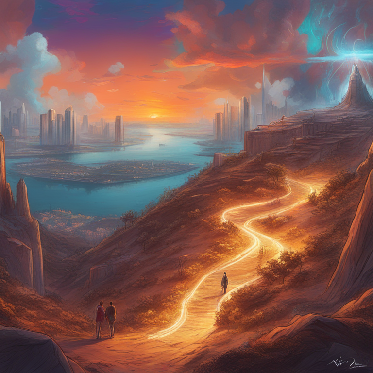 Etherean vistas overlooking digital finance landscapes, with Bitcoin teetering on a pivot of change. A summit of crucial decisions under a sky painted with the brushstrokes of market dynamics. Hand-drawn digital illustration, Artstation HQ, evoking the grandeur and uncertainty of cryptocurrency investments, by Kévin Gillest and Marek Okon, a dramatic, edge-of-your-world atmosphere