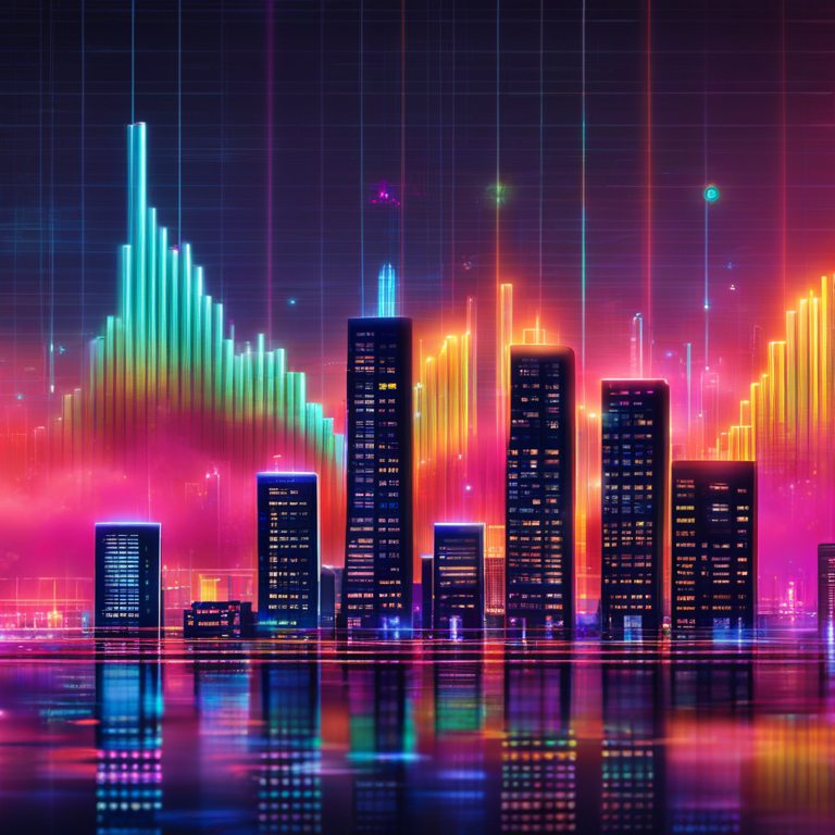 an electrifying digital art visualization of XRP's price surge to $1,000, featuring a dynamic, colorful financial chart that transforms into a futuristic skyline, symbolizing growth and innovation, art by top digital artists, trending in crypto art communities, high-dynamic-range, visually captivating, conceptual digital illustration, hand-drawn in the style of Artstation HQ masterpieces, evoking limitless possibilities and digital advancement