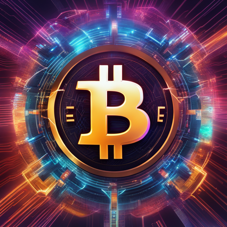 A dynamic digital artwork of Bitcoin morphing into an ETF symbol, illustrating the fusion of cryptocurrency with traditional investment frameworks, featuring vibrant colors and futuristic elements, a trendsetter design by Artstation HQ, digital illustration.