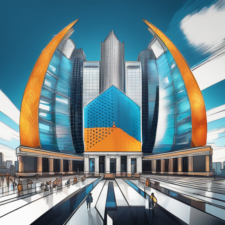 A vivid, energetic representation of Bitcoin taking center stage at the Australian Securities Exchange, symbolized by dynamic digital art of Bitcoin ETF icons converging around the iconic ASX building, created in a digital art style popular on Artstation, incorporating high-resolution details and a rich color palette.