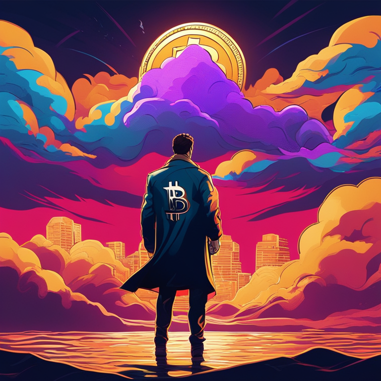 A striking portrait of resilience in the face of adversity, this digital artwork captures the spirit of the cryptocurrency community - ready to weather the storm of market fluctuations, depicted as a lone figure standing against a backdrop of towering waves and stormy skies, symbolic of Bitcoin's tumultuous journey, created with vibrant colors by a leading digital artist, an instant hit on Artstation, hand-drawn digital illustration, Artstation HQ, digital art.