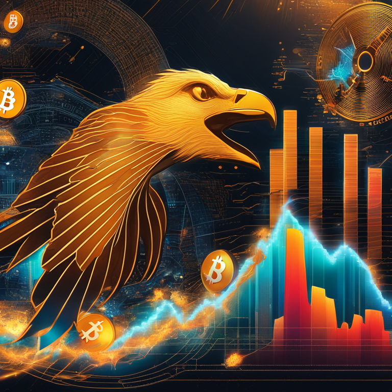 A vibrant digital collage highlighting Bitcoin's volatility and resurgence, featuring a montage of fluctuating graphs, golden BTC symbols, and a phoenix rising amidst financial charts, symbolizing revival and resilience, art by imaginative digital artists, trending on Artstation, high-quality, detailed visual narrative