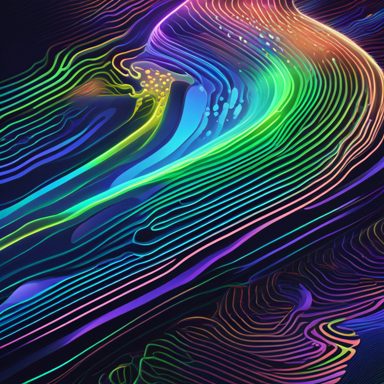 A vibrant, energetic digital art piece capturing Ripple's XRP price surge, featuring abstract digital waves in neon blues and greens, symbolizing movement and growth, a ripple effect in the virtual currency realm, artistry by renowned Artstation illustrators, trending on digital finance art forums, encapsulates optimism and dynamism akin to a digital currency renaissance.