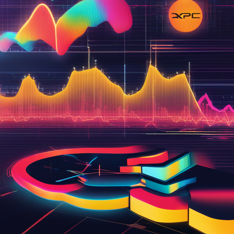 a vivid graphical representation of the fluctuating market sentiment in response to the Ripple vs. SEC legal battle, showcasing XRP's price movements with annotations on key legal milestones, digital art, Artstation HQ, rendered in striking colors and dynamic lines that convey the intense atmosphere of uncertainty and speculation