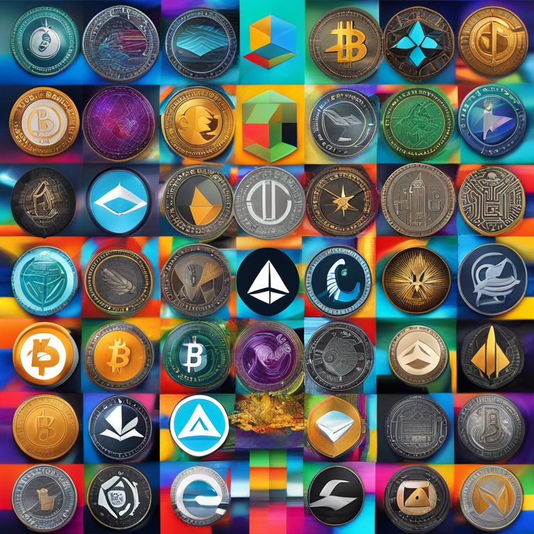 A vibrant, digital mosaic showcasing the top 10 altcoin networks, each represented by a unique, colorful emblem symbolizing the diverse and dynamic nature of the cryptocurrency world, buzzing with activity, digital art inspired by imaginative creations on Artstation, rich in detail and creativity.