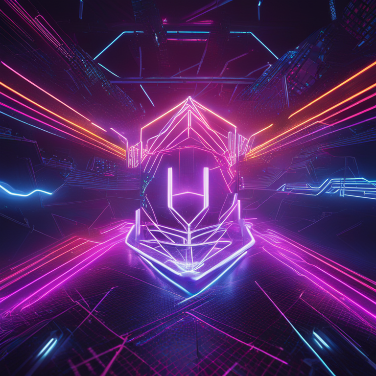 A dazzling explosion of digital innovation, illustrated as a vibrant and interconnected web of neon lights, representing the groundbreaking partnership of Horizen and Gateway, digital art, trending on Artstation, by leading visionary digital artists.