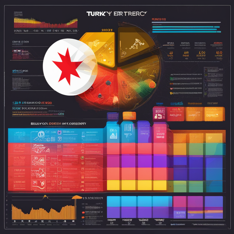 Infographic blending colorful pie charts and line graphs against a backdrop of cryptocurrency symbols like Bitcoin and Ethereum, offering a visual representation of Turkey's cryptocurrency market trends, tax implications, and potential investor reactions, art by a celebrated digital illustrator known for blending finance and art in a thought-provoking way, trending on Artstation, high resolution, detailed, vibrant colors, offering a clear, visual data analysis, digital art.