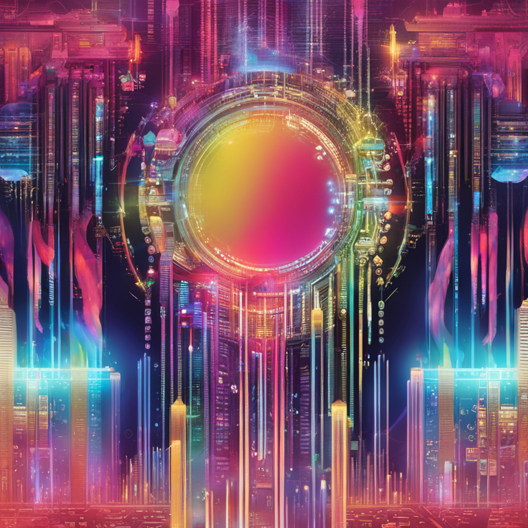 A dynamic visual eruption representing the unveiling of seven new trading pairs on DWF Liquid Markets, depicted through a whirlwind of colors and digital symbols that marry finance and innovative technology, art drawing inspiration from the likes of futuristic finance imagery trending on Artstation, digital illustration.