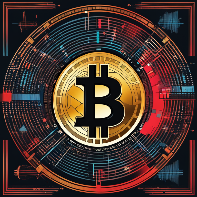 A minimalist digital art piece capturing the essence of cryptocurrencies' volatility and their reaction to changes in U.S. liquidity, featuring symbolic imagery such as the Federal Reserve on one side and a Bitcoin symbol on the other, in a vividly contrasting color scheme, capturing the tension and dynamic interplay between policy decisions and market movements, art by a renowned digital artist known for conceptual pieces on Artstation, digital illustration, trending in fintech art circles.