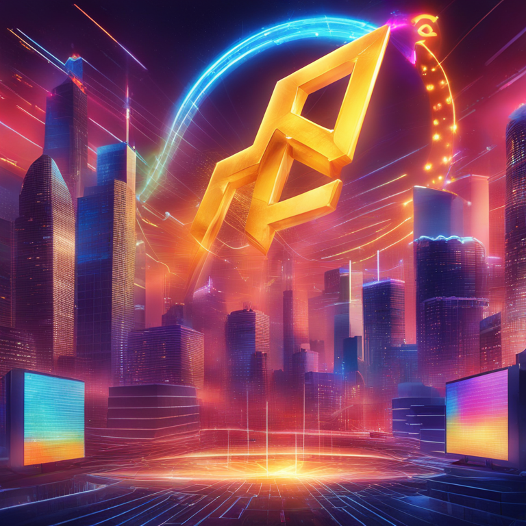 A vibrant digital canvas depicting Solana's logo embarking on an electrifying ascent against a backdrop of bullish financial charts, symbolizing its 9% surge in value. The artistic rendition captures the essence of growth and potential in the crypto world, akin to a top-rated digital masterpiece on Artstation, blending finance and art in a mesmerizing display.