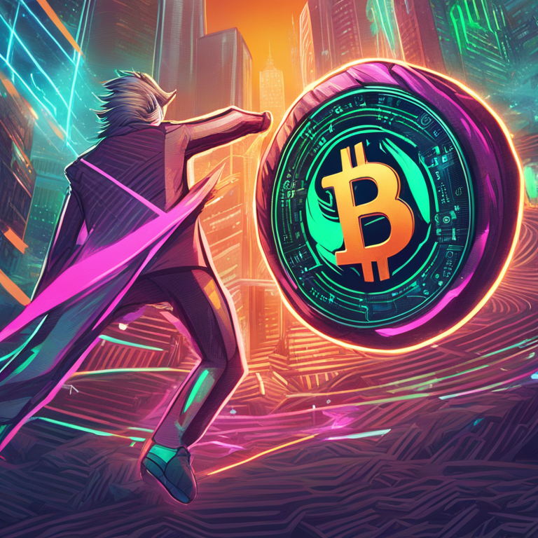 An electrifying digital clash between SEC and Robinhood logos over a volatile crypto market backdrop, symbolizing turmoil in the cryptocurrency world, hand-drawn digital illustration in vibrant colors, trending on Artstation, high-detail.