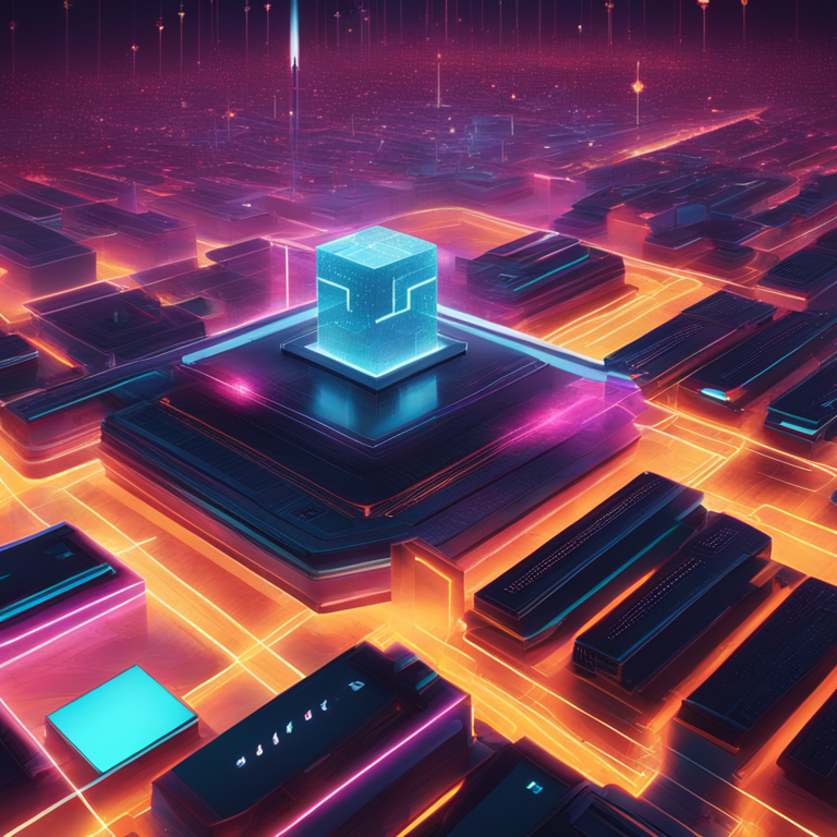 Vibrant digital landscape showcasing the elegant simplicity of Solr Network's token creator tool against the dynamic backdrop of the Solana blockchain ecosystem, art by Beeple, digital illustration, trending on Artstation, encapsulating the intersection of technology and user accessibility