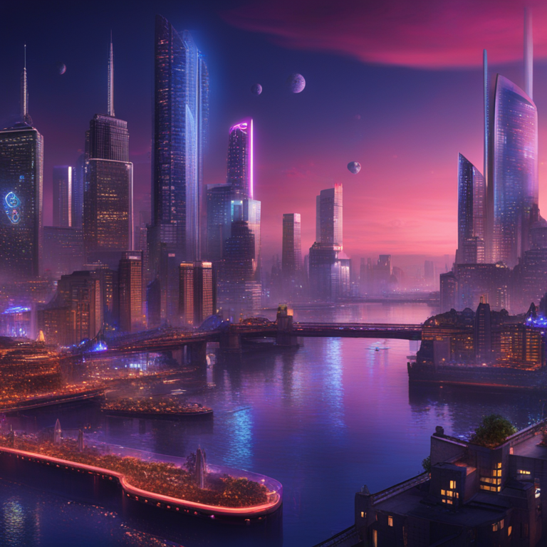 A vibrant, futuristic metropolis under a twilight sky, symbolizing the groundbreaking partnership between Kraken and DLT Finance, with digital artistry highlighting the fusion of traditional finance and cutting-edge cryptocurrency technology, art by leading digital illustrators, trending on Artstation, embodying innovation and financial evolution.