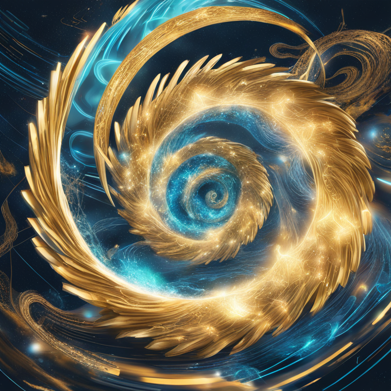 A dynamic explosion of digital currencies symbolizing the unexpected altcoin transfers involving FTX and Alameda, featuring swirling hues of gold and ethereal blue ethereums in a digital vortex, hand-drawn digital illustration, trending now on Artstation, created by visionary digital artists.