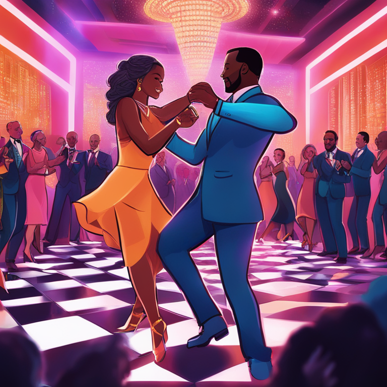 A vibrant, hand-drawn digital illustration celebrating the dynamic dance between traditional and decentralized finance, featuring Arthur Hayes leading a tango on a blockchain dance floor, a scene brimming with optimism and future-facing bets, art by top digital artists on Artstation, embodying the spirit of financial evolution.