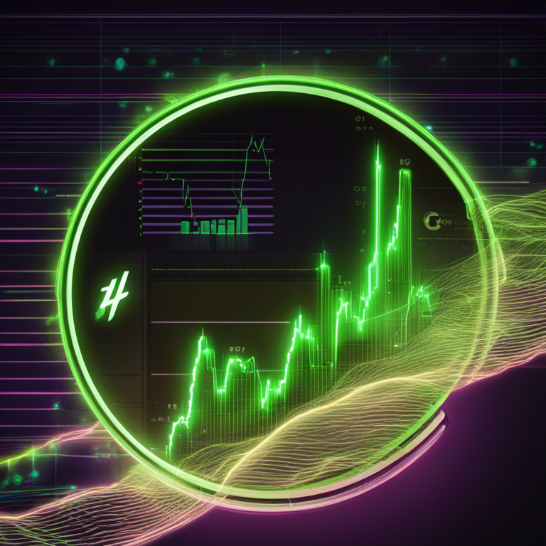 An explosive surge in Bitcoin value captured in an electrifying, digital wave graph, with neon green peaks symbolizing record highs, alongside a radiant, digital Bitcoin coin glowing with potential, set against a pulsating chart of financial triumph, hand-drawn digital illustration, Artstation HQ, digital art, embodying the dynamic essence of cryptocurrency markets.