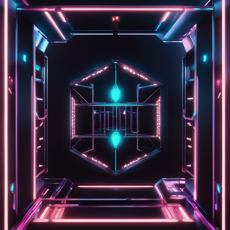 A vivid, futuristic digital universe showcasing the Neo N3 network being safeguarded by the newly launched NEXO multi-sig tool, featuring floating digital encryption symbols and abstract neon lights. Visuals inspired by the cutting-edge art of Beeple and Aaron Koblin, making it a trending topic on ArtStation with its sleek, high-tech, cybersecurity environment backdrop, illuminated by sharp, glowing neon accents, hand-drawn digital illustration, Artstation HQ, digital art.