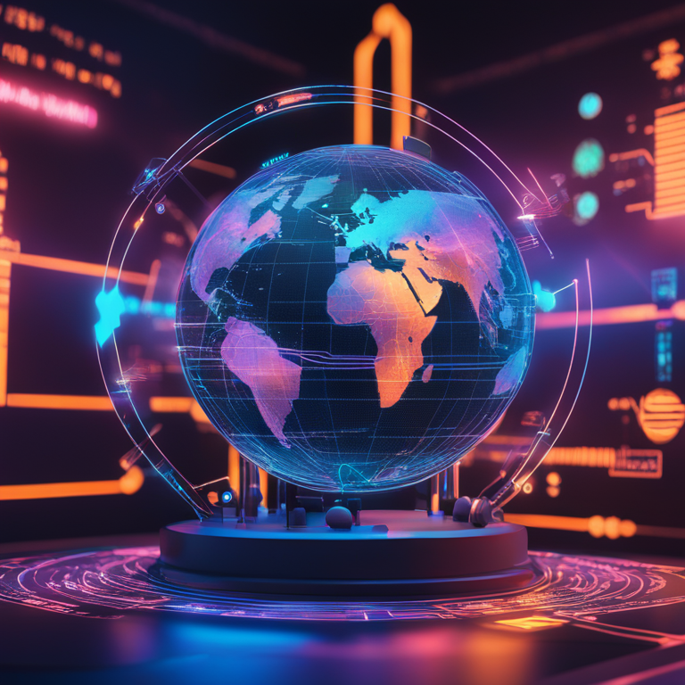 dynamic digital globe surrounded by cryptocurrency icons and trading charts, hinting at Binance's futuristic market insights, a digital art piece reminiscent of Beeple's visionary style, trending on Artstation, encryption symbols swirling amidst neon glows