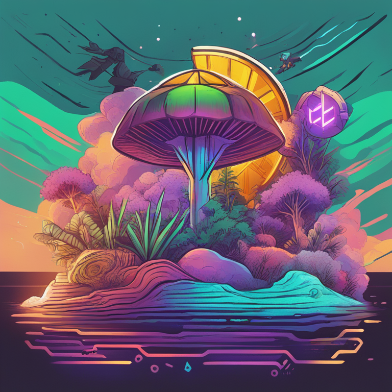 A hand-drawn digital illustration capturing the essence of a bold move in the world of cryptocurrencies, showcasing the vibrant ecosystem of Solana, inspired by the high-quality artistry found on Artstation HQ, embodying the spirit of adventure and the unexpected windfalls in digital finance