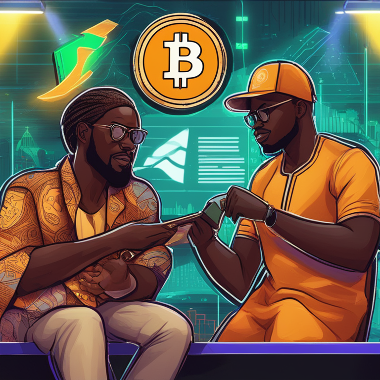 A vivid narrative unfolds through digital art, showcasing Nigeria's intricate balance between innovation and economic stability in cryptocurrency regulation. This narrative is captured in a captivating, hand-drawn digital illustration, alive with the essence of regulatory wisdom and digital dexterity, making waves on Artstation HQ among digital art admirers.