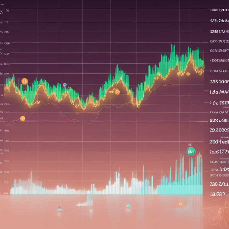 Dynamic digital visualization of Bithumb's trading volume trends, with peaks and troughs representing the exchange's navigational prowess through crypto winters and booms, art by futuristic digital artists, trending on Artstation, digital art masterpiece