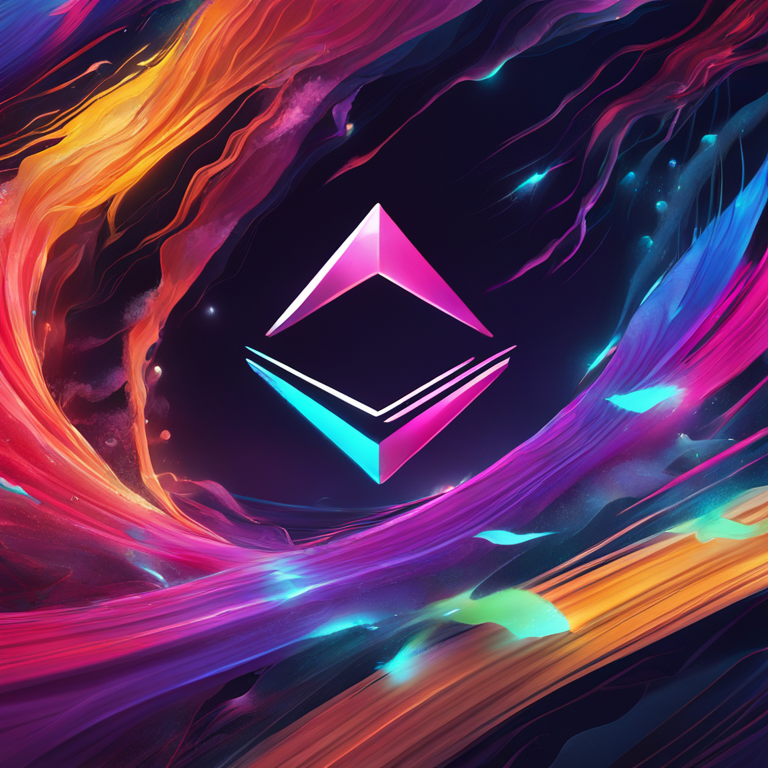 A vivid, mesmerizing digital art piece of Ethereum's logo engulfed in dynamic, swirling colors, symbolizing its volatile journey through highs and lows, created by top Artstation talent, capturing the essence of unpredictability and the spark of innovation in the crypto world, digital illustration, a must-see on Artstation, trending in digital finance art.