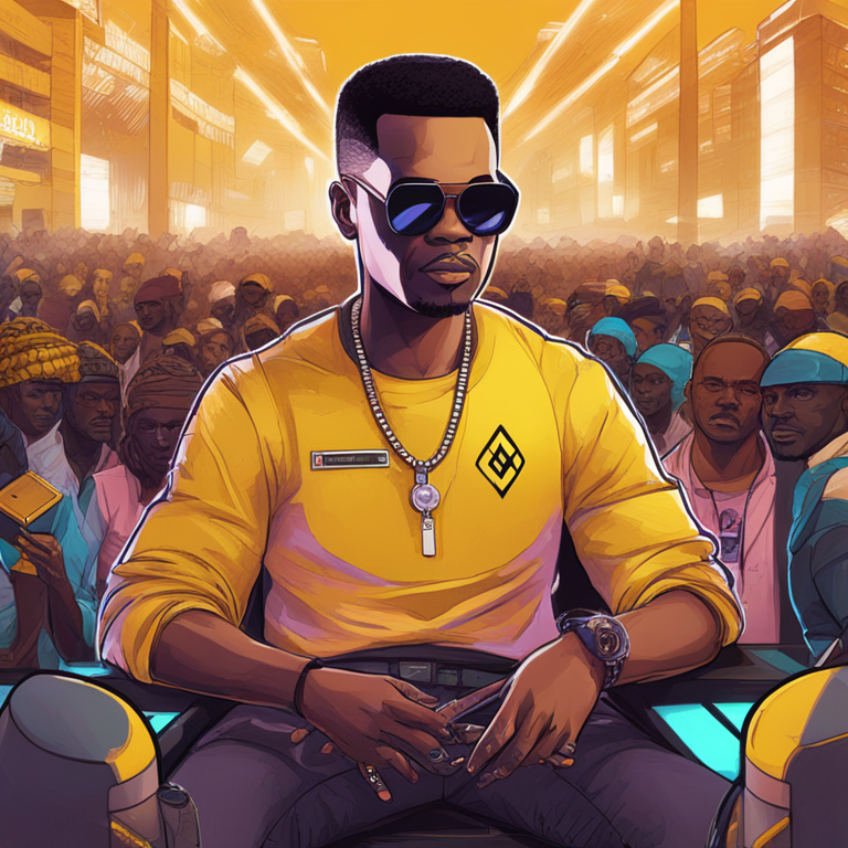 A captivating, hand-draw digital illustration of Binance CEO making a powerful plea for unity in the tech and crypto communities, blending elements of Nigerian culture with futuristic digital art trends, trending on ArtStation, created by industry-leading artists.