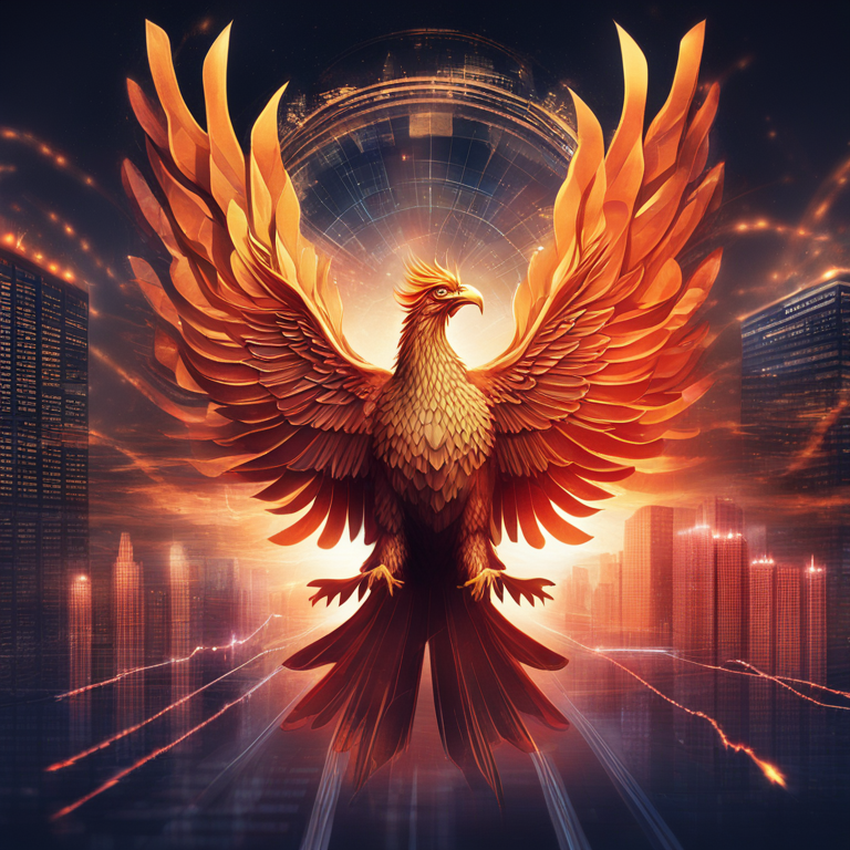 An imaginative digital creation capturing the essence of the stock market's surge, portrayed through the fusion of a phoenix rising amidst dynamically ascending financial graphs, with an ethereal glow of global economies in the background, artistry echoing the style of leading Artstation creators, symbolizing rebirth and monumental growth in global finance, envisioned by a master macro strategist.