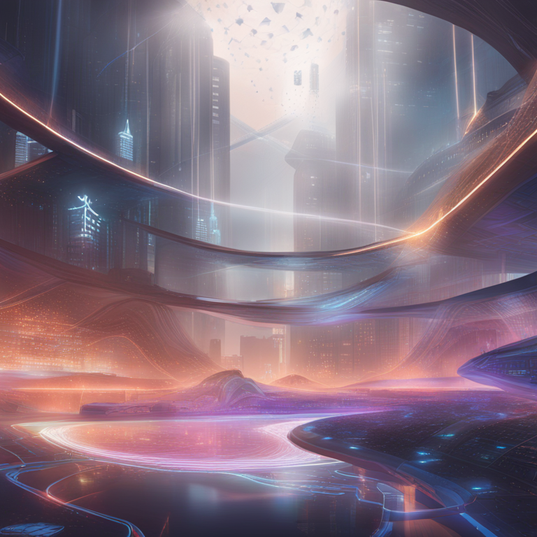 Ethereal sketch of futuristic digital finance landscape influenced by Solana, visionary digital illustration, Artstation HQ, capturing the essence of revolutionary blockchain technology.