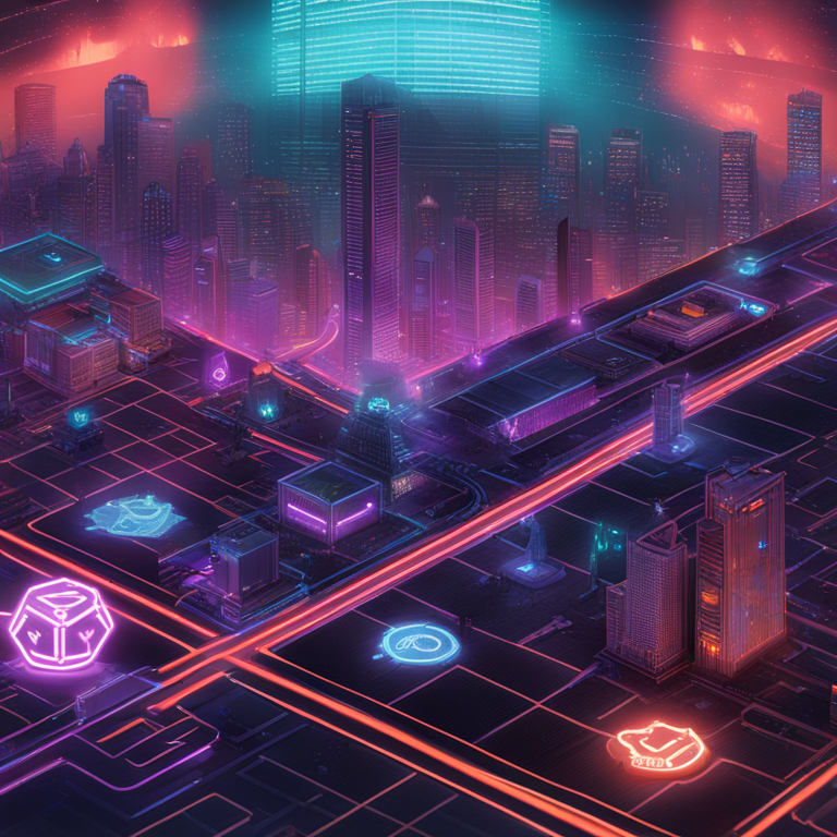 A captivating scene of a neon-lit digital ledger sprawling across Australia's map with ATO badges as sentinels, showcasing a mix of intrigue and oversight, hand-drawn digital illustration, highlighted on Artstation HQ, digital art