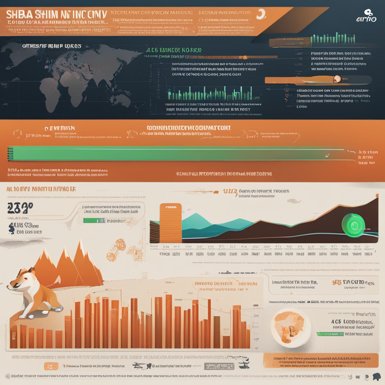 A striking infographic illustrating Shiba Inu's fluctuating market performance, with notable peaks and troughs annotated to highlight key events in its journey, art by acclaimed crypto artists from Artstation, combining clarity with engaging visuals, detailed digital illustration, making complex data accessible and captivating for viewers, trending on financial blogs