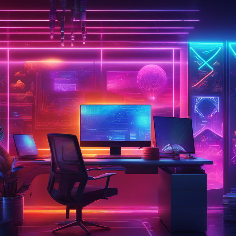 A high-tech office scene with a focus on a gleaming computer screen, displaying a vibrant and futuristic airdrop concept. The art captures the essence of modern blockchain technology controversy, with a touch of neon glow highlighting the drama, art by acclaimed digital artists, trending now on Artstation, rich in detail and color.