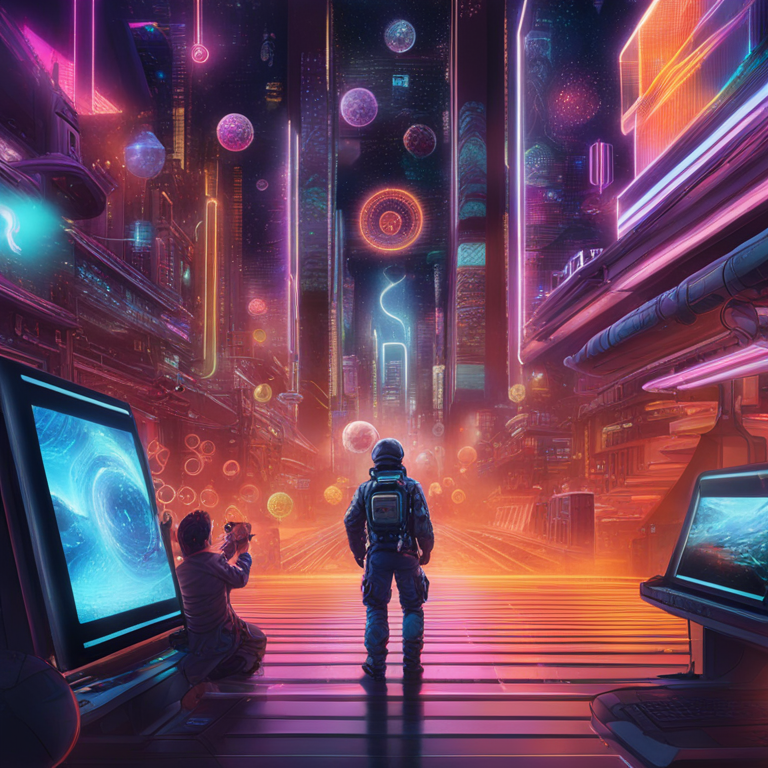 A vision of a tech-infused future, dotted with vibrant and intricate NFT art pieces that bridge the digital and physical worlds, drawing inspiration from the works of renowned digital artists on Artstation, digital illustration, trendsetting art piece symbolizing the fusion of technology and creativity.