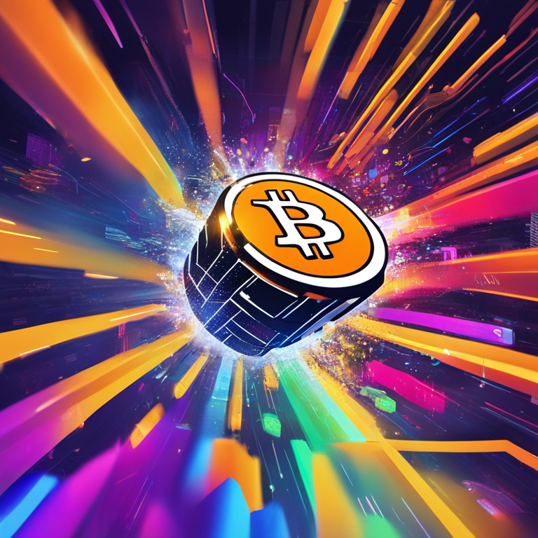 A high-flying digital illustration of Bitcoin breaking through the symbolic $60,000 barrier, symbolizing its bold charge towards the $150,000 target. The scene is vibrant with optimism, featuring a gleaming Bitcoin amidst a flurry of digital charts and enthusiastic traders, digital art, trending on Artstation, envisioned with dynamic colors and action-packed imagery.