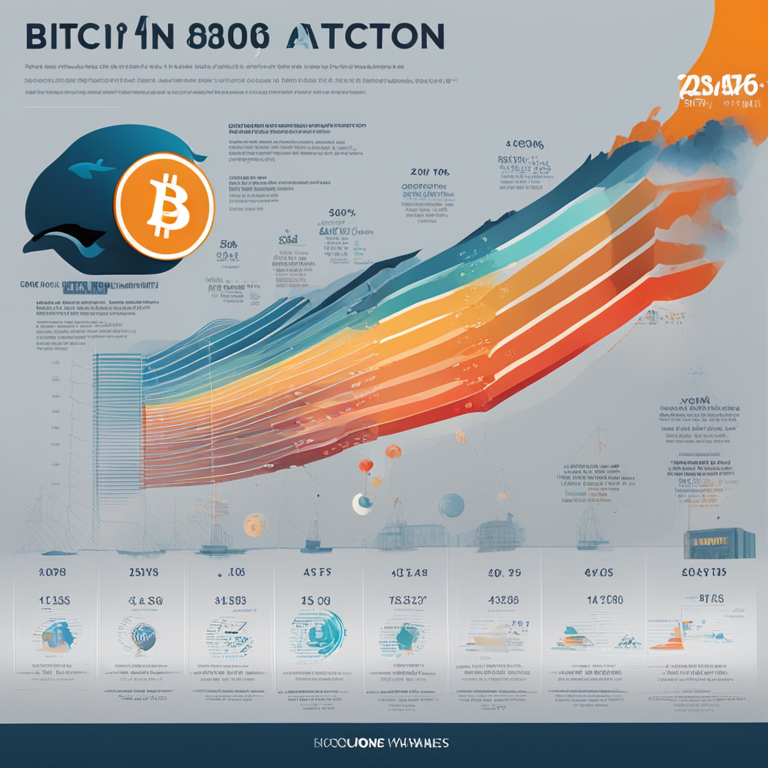 Infographic detailing the evolution of Bitcoin whale activities over time, combining visually-rich data representation with an artistic touch, spotlighting key moments of accumulation and selling pressures, trending on Artstation, digital art by acclaimed financial illustrators.