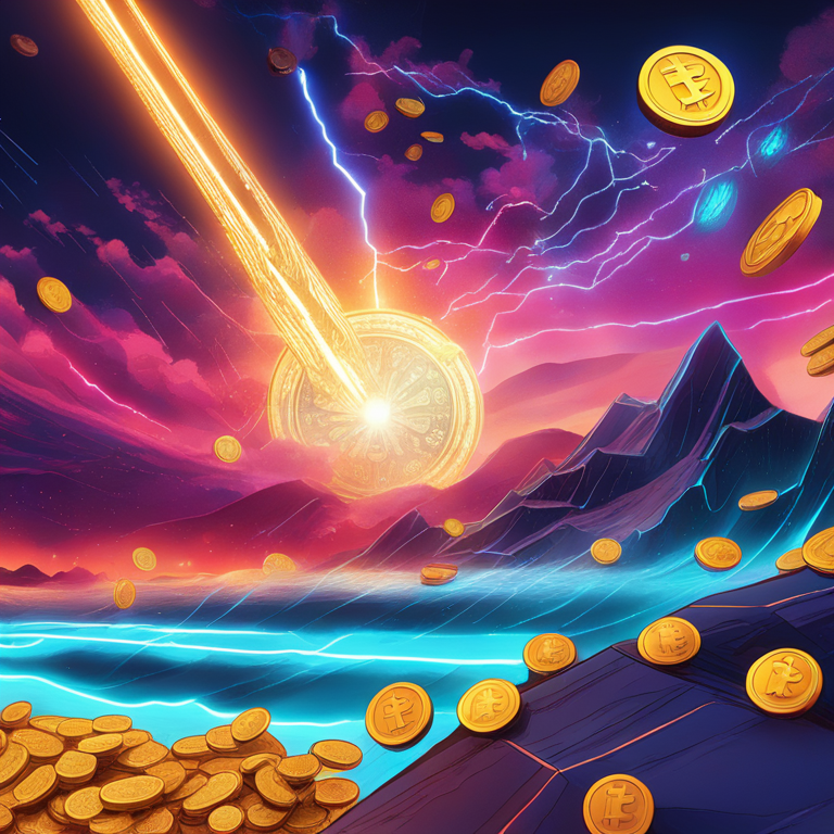 A digital art depiction of a futuristic crypto marketplace, with a dramatic juxtaposition of volatility and resilience. In the foreground, digital coins are caught in a tempest, symbolizing outflows, while in the distance, a beacon of light shines on Ethereum and altcoins, representing inflow optimism. The scene is rendered in vibrant colors and dynamic compositions, invoking the style of renowned digital artists, trending on Artstation HQ.