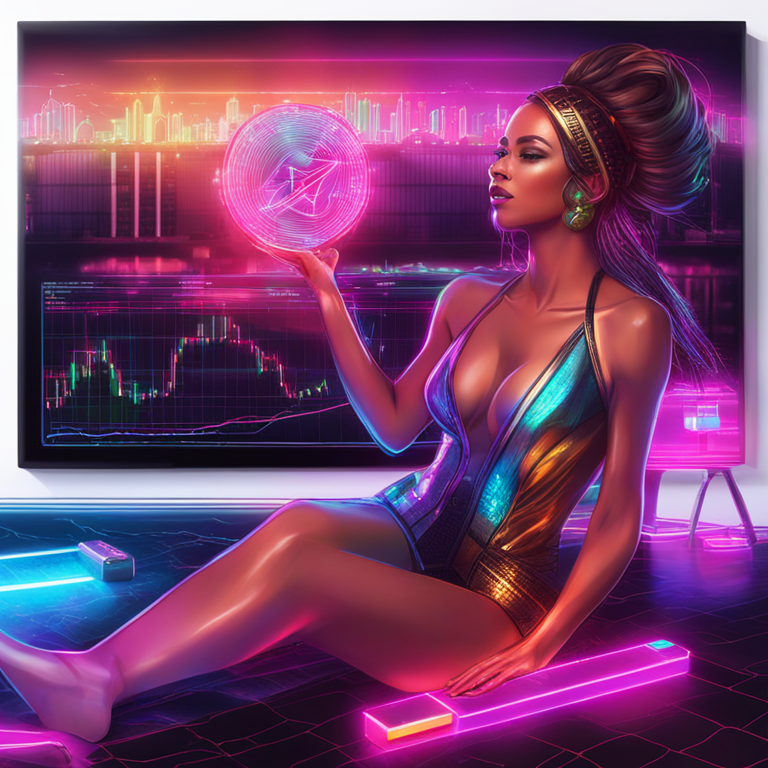 Digital art depicting Ethena's (ENA) electrifying market surge, with neon-infused charts against a backdrop of futuristic financial landscapes, art by visionary digital artists capturing the essence of the crypto rally, trending on Artstation, vibrant colors breathing life into the dynamic market angles.