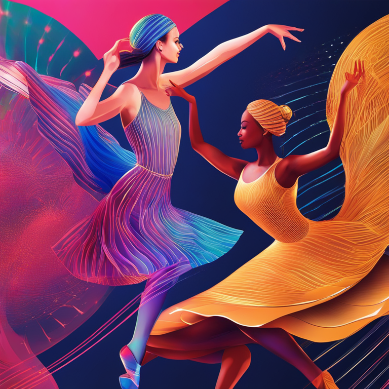 Intricate digital artwork encapsulating the digital finance dance, featuring Visa and stablecoins in a harmonious ballet, executed in vivid colors and dynamic motion, trending on ArtStation, hand-drawn digital illustration by renowned artists